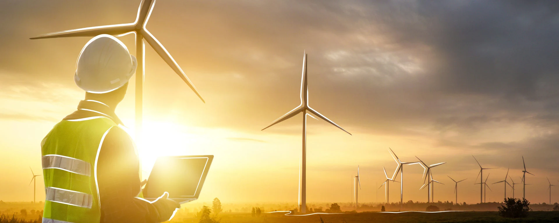 Mitarbeiter in einem Onshore-Windpark