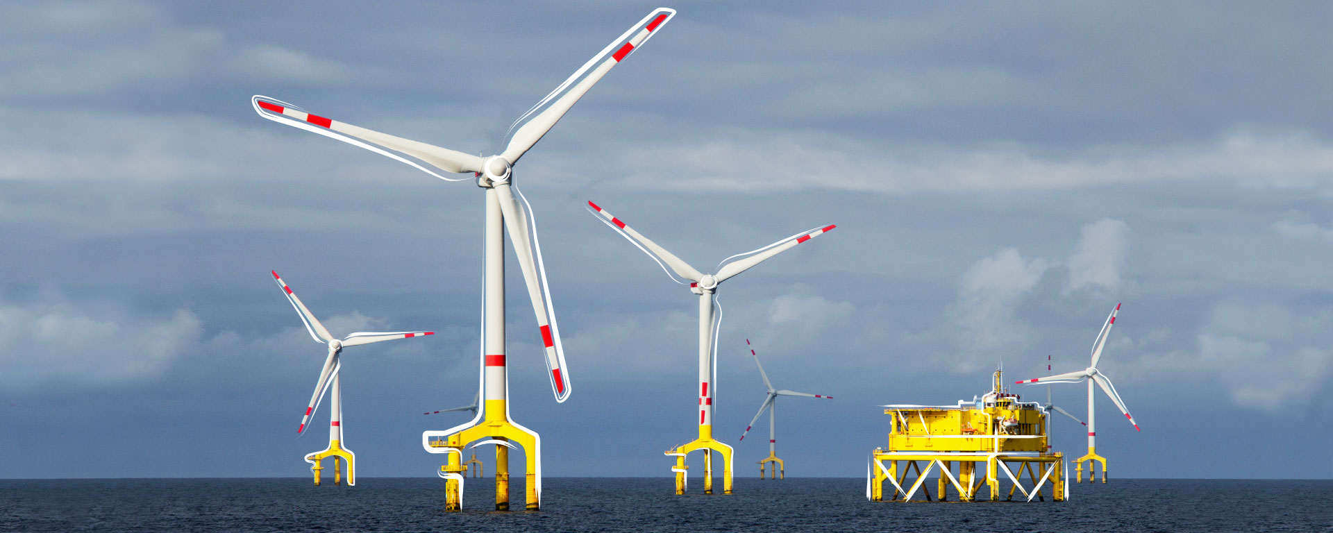 Offshore Windenergieanlage Gruendung und Umspannwerk