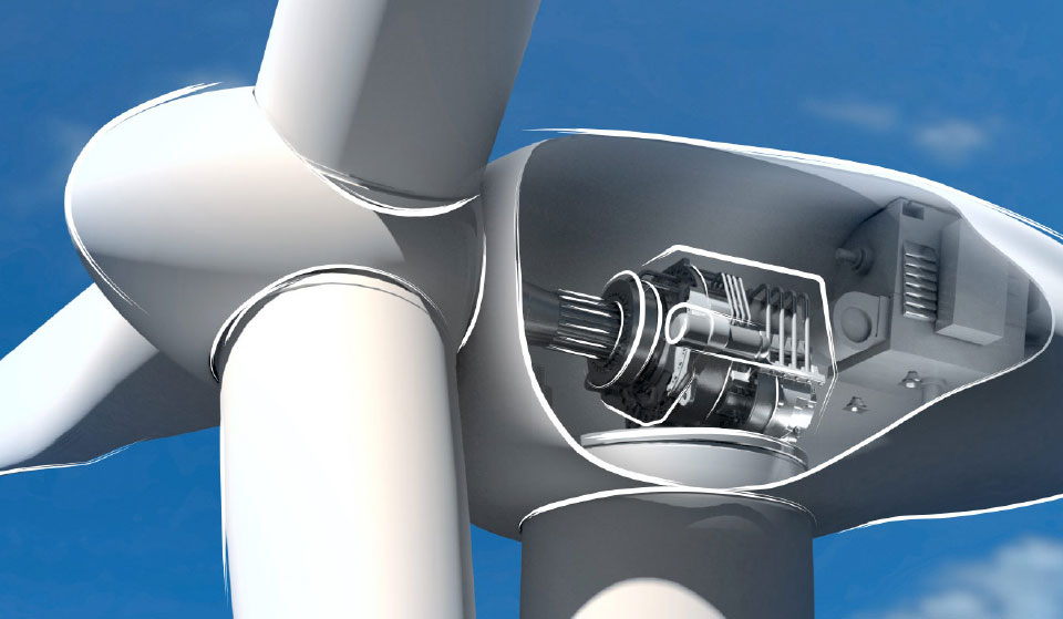 Innenansicht Getriebe einer Windkraftanlage